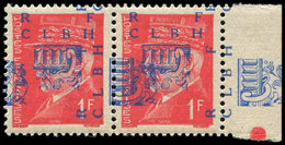 ** TIMBRES DE LIBERATION - DECAZEVILLE 4 : 1f. Rouge, DOUBLE Surch. Dont Une VERTICALE Et A CHEVAL, PAIRE Bdf, TB, Signé - Liberation