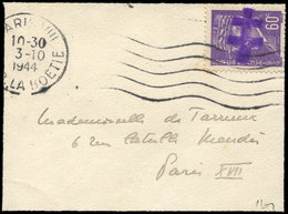 Let TIMBRES DE LIBERATION - PARIS CAPUCINES N°509 : 60c. Violet Obl. Méc. PARIS VIII/R. De La BOETIE 3/10/44 Sur Petite  - Liberation