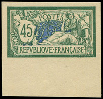 (*) Collection Au Type Merson - 143  45c. Vert Et Bleu, NON DENTELE De Feuille De Référence, Bdf, TB. C - 1900-27 Merson