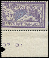 ** Collection Au Type Merson - 206   3f. Violet Et Bleu, Piquage A CHEVAL, NON DENTELE à Droite, Bdf, TB - 1900-27 Merson