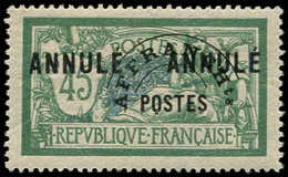 * Collection Au Type Merson - Préo 44 : 45c. Vert Et Bleu, Surch. ANNULE 2 Fois, Très Bon Centrage, TB - 1900-27 Merson