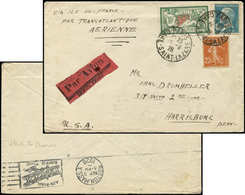 Let Collection Au Type Merson - N°207, 181 Et 235 Obl. PARIS 29/8/28 S. Env. Par Avion, Mention Via Ile De France Par Tr - 1900-27 Merson