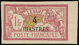 (*) Collection Au Type Merson - LEVANT 21a : 4pi. Sur 1f. Lie De Vin Et Olive, NON DENTELE Petit Bdf, TB - 1900-27 Merson