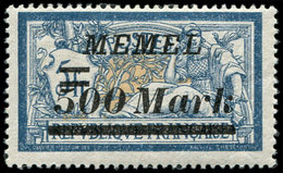 * Collection Au Type Merson - MEMEL 91A : 500m. Sur 5f. Bleu Et Chamois, NON EMIS, Bon Centrage, N° Maury, TB, Certif. J - 1900-27 Merson