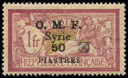 * Collection Au Type Merson - SYRIE 55 : 50pi. Sur 1f. Lie De Vin Et Olive, Fleuron D'Alep Noir, TB. Br - 1900-27 Merson