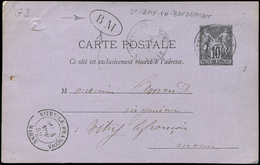 Let ENTIERS POSTAUX - Sage, 10c. Noir, CP N°G3 Obl. St Rémy-en-Bouzemont, Cachet BM, TB - Altri & Non Classificati