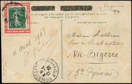 Let LETTRES DU XXe SIECLE - N°137 S. Porte-timbre GUERRE A L'ALCOOL Obl. 11/4/08 S. CP, TB - Cartas & Documentos