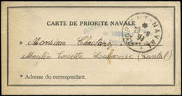 Let Oblitérations Navales - Càd LORIENT-NAVAL 29/8/39 S. Carte Priorité Navale, TB - Naval Post