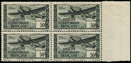 ** A.E.F. PA 41 : 50f. Noir Et Gris-vert, BLOC De 4, Valeur DECALEE, TB - Other & Unclassified