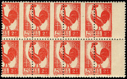 ** ALGERIE 220 : 2f. Rouge, Impr. RECTO-VERSO Et A CHEVAL, BLOC De 8, TB - Covers & Documents