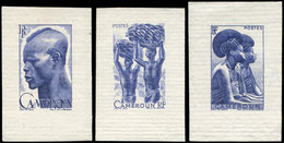 CAMEROUN Types Q, R Et U De 1946, 3 épreuves D'artiste En Bleu Sans Faciale, TB - Other & Unclassified