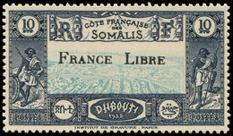 ** COTE DES SOMALIS 231 : 10f. Bleu Foncé Et Turquoise, FRANCE LIBRE, TB - Other & Unclassified