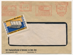 PAYS BAS - Enveloppe EMA Cats Papiers Amsterdam - 1942 - Vignette "Pelikan Farben Günther Wagner" - Erinnofilia