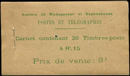 MADAGASCAR Carnet 6 : 15c. Vert Foncé Et Vert-jaune, N°156 Carnet De 20, TB, Cote Et N° Maury - Other & Unclassified