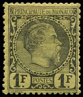 * MONACO 9 : 1f. Noir Sur Jaune, Charles III, Adh. Noires, TB - ...-1885 Prephilately