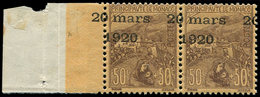 ** MONACO 41 : 50c. + 50c. Lilas-brun Sur Orange, PAIRE Surch. A CHEVAL, Bdf, RR Et TTB - ...-1885 Prephilately