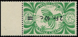 ** NOUVELLE CALEDONIE 253a : 2f40c. S. 25c. Vert Jaune, Surcharge RENVERSEE, Bdf, TB. C - Covers & Documents