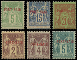 ** PORT-SAID 2, 4, 6, 9, 10 Et France N°75 : Série Provisoire, Surch. Lettres Bâtons, TB. S - Other & Unclassified