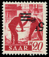 ** SARRE 222 : 5f. Sur 20pf. Rouge Carminé, Surcharge RENVERSEE, TB - Unused Stamps