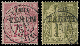 * TAHITI 29/30 : 75c. Rose Et 1f. Olive, Obl., TB. J - Other & Unclassified