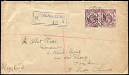 Let HONG KONG 125 : 25c. Lilas PAIRE, Obl. Càd 21/2/38 S. Env. Rec., Arr. HAI PHONG, TB - Sonstige & Ohne Zuordnung