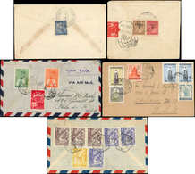 Let Inde Portugaise, 5 Lettres Entre 1937 Et 1956, Affranchissements Et Oblitérations Divers, à étudier - Portuguese India