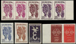 ** 10 Essais De Couleur Europa Sur 3 Timbres Différents Dont Un Tricolore, TB, Cote Maury - Collezioni (in Album)