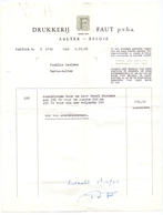 Factuur Facture - Drukkerij Faut - Aalter - 1960 - Drukkerij & Papieren