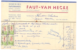 Factuur Rekening - Drukkerij Faut - Van Hecke - Aalter 1943 - Imprimerie & Papeterie