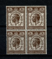 Ref 1334 - GB Stamps - 1929 1 1/2d PUC SG 436 - Inverted Watermark - Block Of 4 MNH Stamps - Unused Stamps
