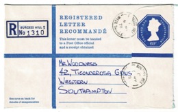 Ref 1334 - 1978 - 69p Registered Postal Stationery Cover - Burgess Hill To Southampton - Covers & Documents