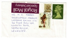 Ref 1334 - 1988 - Royal Mail Special Delivery Cover - £1.68 Rate Ipswich To Leicester - Found Open Label - Brieven En Documenten