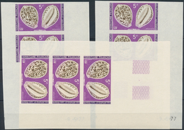 Afar Und Issa: 1977, Sea Snails, 5fr. And 85fr., Seven Imperforate Sets, Mint Never Hinged. Michel N - Autres & Non Classés