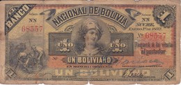 BILLETE DE BOLIVIA DE 1 BOLIVIANO DEL AÑO 1892 SERIE NN (BANKNOTE) - Bolivien