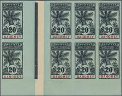 Dahomey: 1906/1907, Defintives, 20c. "Palm Tree", Lot Of 34 Imperforate Stamps On Ungummed Paper. Ma - Benin - Dahomey (1960-...)
