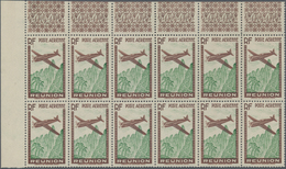 Reunion: 1938, Airmails, 12.65fr. Brown/yellow-green Showing Variety "Missing Value", Marginal Block - Nuevos