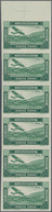 Syrien: 1934, Airmails 1pi. Green With Blank Value Field And Imperforate, Marginal Block Of Eight An - Syrie
