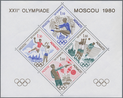 Thematik: Olympische Spiele / Olympic Games: 1980, MONACO: 1,10 To 1,80 F. Olympic Games 1980 Moscow - Other & Unclassified