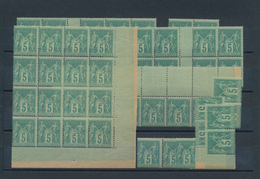 Frankreich: 1876/1878, Type Sage 5c. Green On Greenish, Type IIB, Lot Of 90 Stamps Within Multiples, - Colecciones Completas