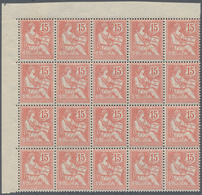 Frankreich: 1902, Mouchon 15c. Vermilion, Marginal Block Of 20, Mint Never Hinged. Maury 125 (20), 1 - Collections