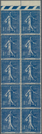 Frankreich: 1928, Semeuse Lignee 1fr. "bleu-noir", Top Marginal Block Of Ten, Mint Never Hinged. Yve - Sammlungen