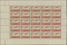 Frankreich: 1936, Airmails, 3.50fr. Yellow-brown, Two (folded) Sheets With 25 Stamps Each (coins Dat - Colecciones Completas
