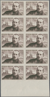 Frankreich: 1950, 12fr. "Charles Peguy", Lot Of 80 Imperforate Stamps Within Multiples: 70 Stamps In - Collections