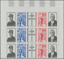 Frankreich: 1971, Death Anniversary Of Gen. Charles De Gaulle, Imperforate Top Marginal Block Of Thr - Colecciones Completas