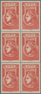 Frankreich - Portomarken: 1936, Radiodiffusion Stamp In Red, Lot Of 50 Stamps Within Multiples, Mint - 1960-.... Usados