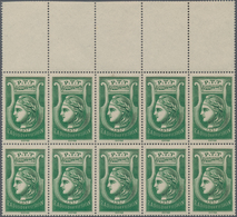 Frankreich - Portomarken: 1937, Radiodiffusion Stamp In Green, Lot Of 100 Stamps Within Multiples, M - 1960-.... Usados