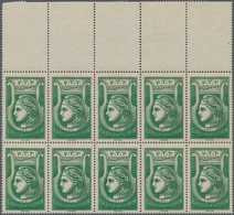 Frankreich - Portomarken: 1937, Radiodiffusion Stamp In Green, Lot Of 100 Stamps Within Multiples, M - 1960-.... Gebraucht