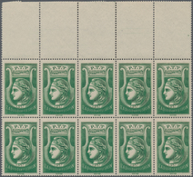 Frankreich - Portomarken: 1937, Radiodiffusion Stamp In Green, Lot Of 100 Stamps Within Multiples, M - 1960-.... Used