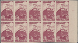 Frankreich - Postpaketmarken: 1945, 5fr. Purple "Domicile" Without Watermark, Imperforate And With B - Altri & Non Classificati