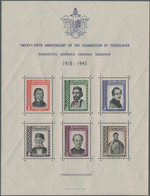 Jugoslawien: 1943, 25 Years Yugoslavia Miniature Sheet With Different Personalities In A Lot Of At L - Brieven En Documenten